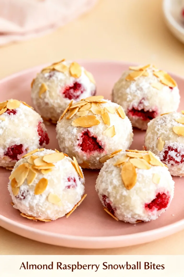 Almond Raspberry Snowball Bites