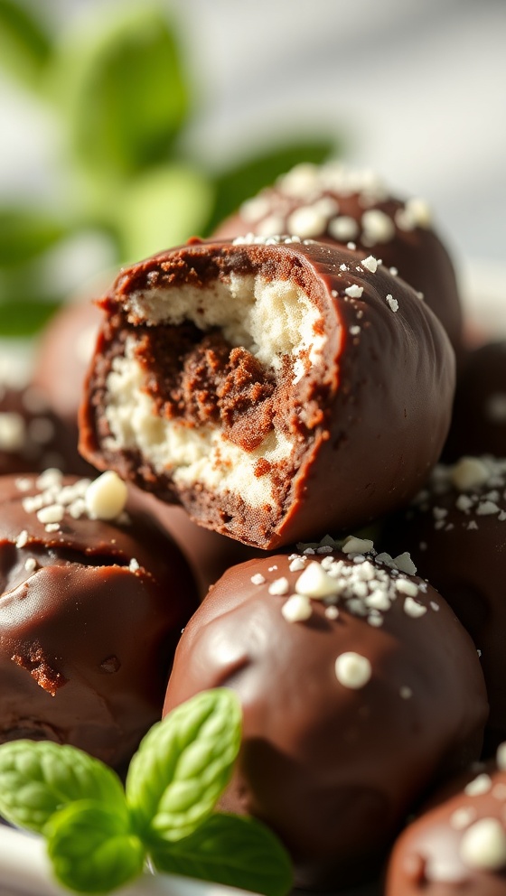 Chocolate Mint Cheesecake Nuggets