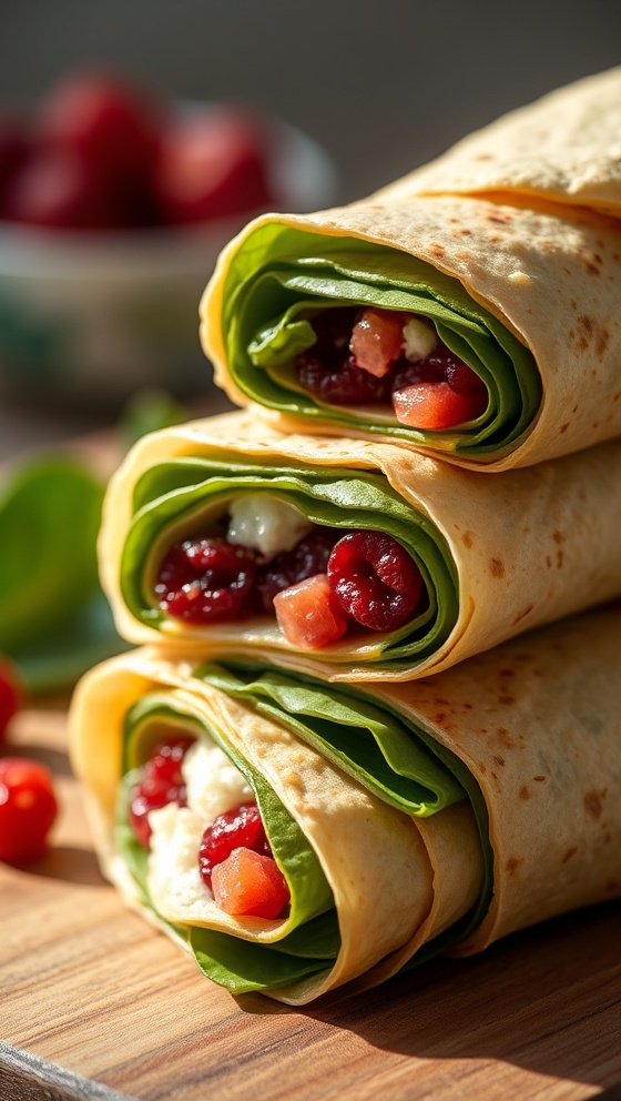 Cranberry Spinach Wrap Rolls