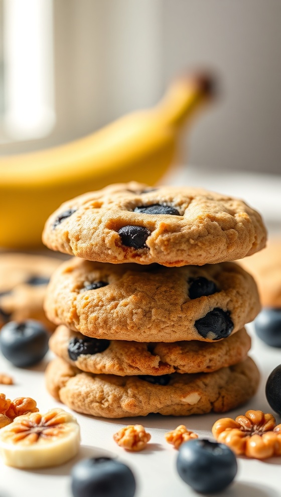 Banana Blueberry Walnut Cookies Chewy Dessert Recipe