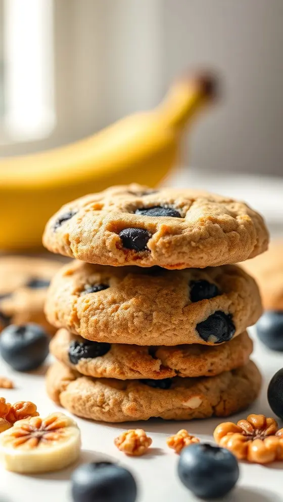 Banana Blueberry Walnut Cookies Chewy Dessert Recipe
