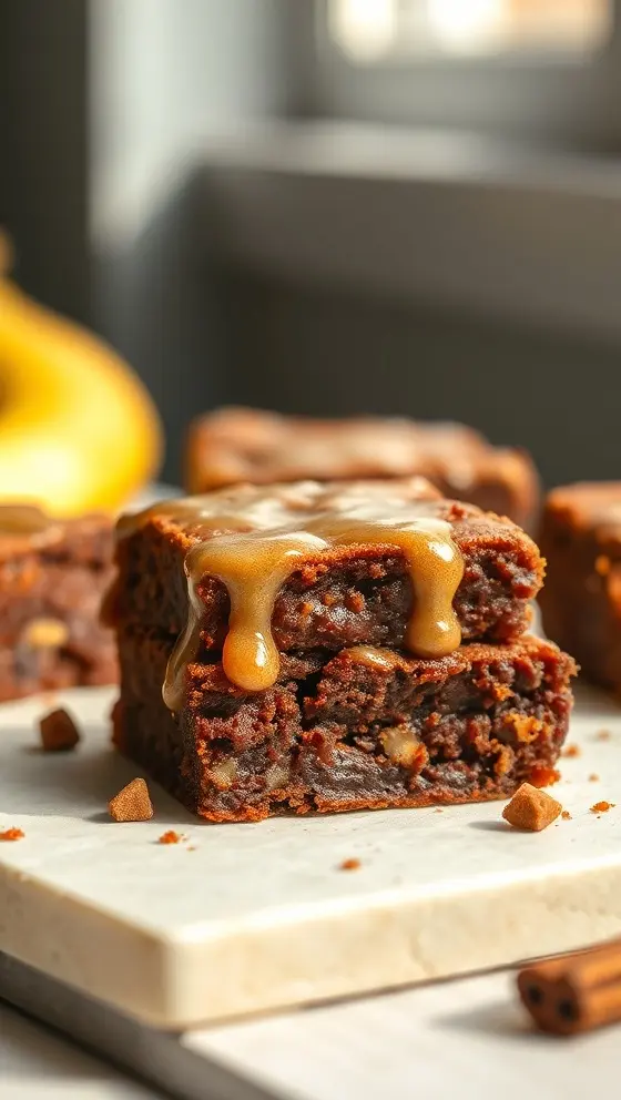 Banana Bread Brownies with Cinnamon Glaze
