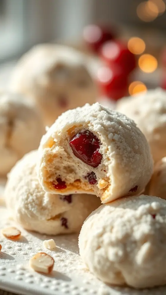 Cherry Almond Snowball Cookies Easy Holiday Recipe