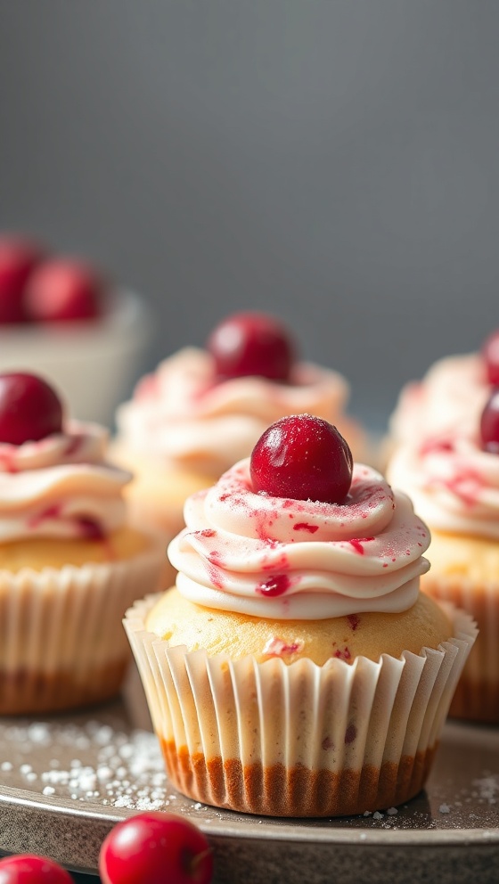 Cranberry Cheesecake Cupcakes Holiday Dessert