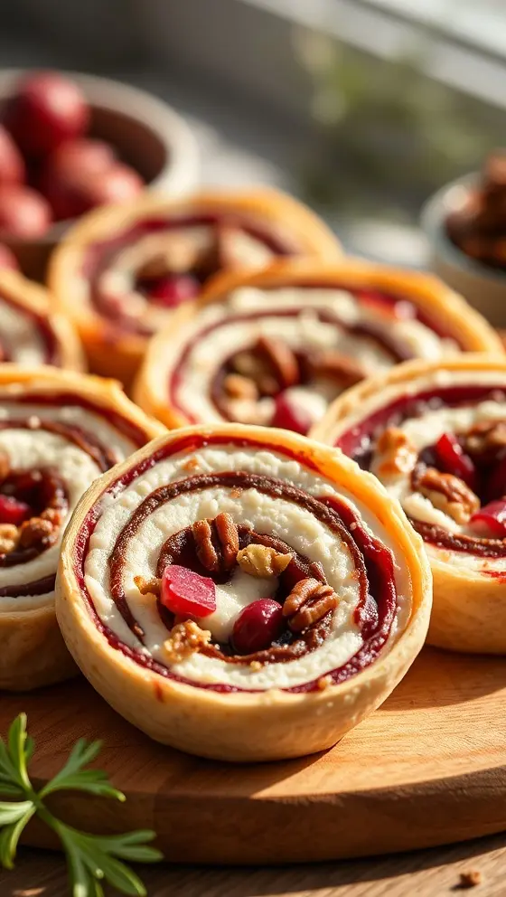 Cranberry Pecan Cream Cheese Pinwheels Holiday Appetizer