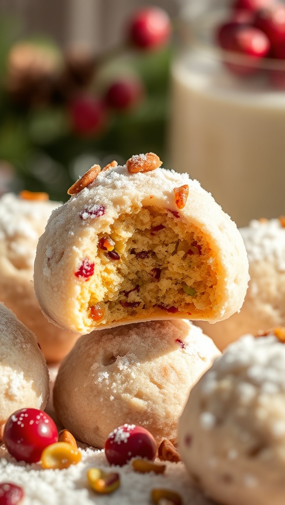 Cranberry Pistachio Snowball Cookies Perfect Holiday Gifts
