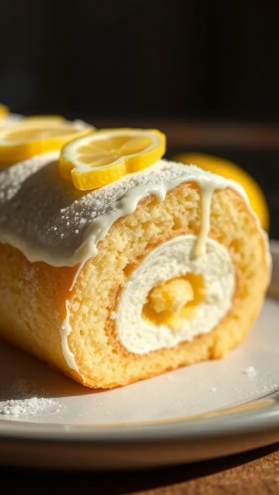 Lemon Cream Roll Cake Moist Citrusy Dessert Delight