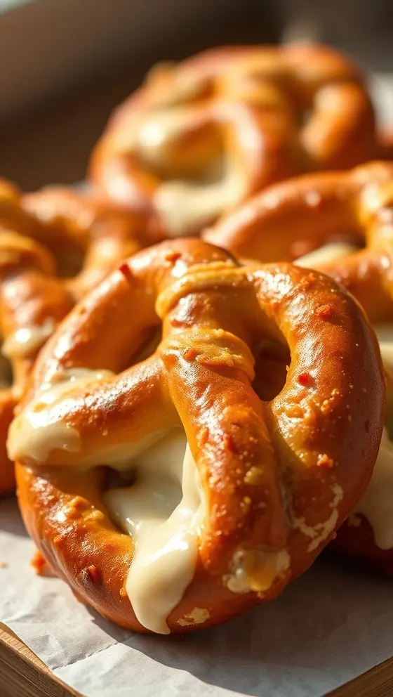 Mozzarella Stuffed Soft Pretzels Gooey Cheesy Snack