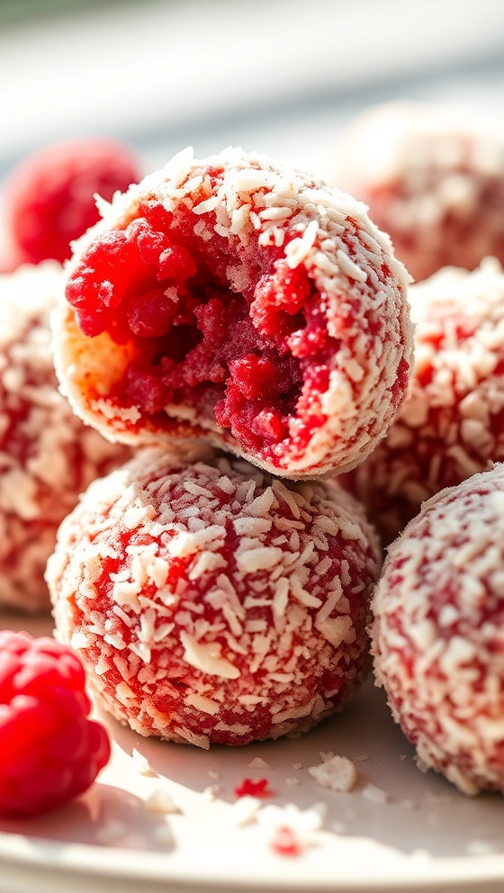 No Bake Raspberry Coconut Balls Easy Delicious Treats