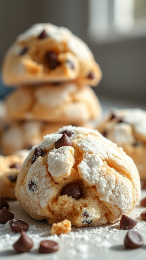 Peanut Butter Chocolate Chip Snowball Cookies