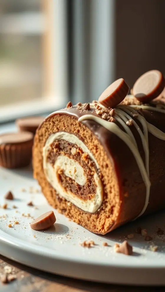 Reeses Peanut Butter Cup Roll Cake Decadent Dessert