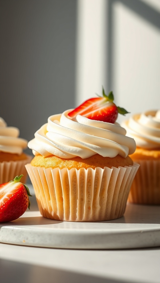 Strawberry Lemon Cupcakes with Fresh Buttercream Frosting