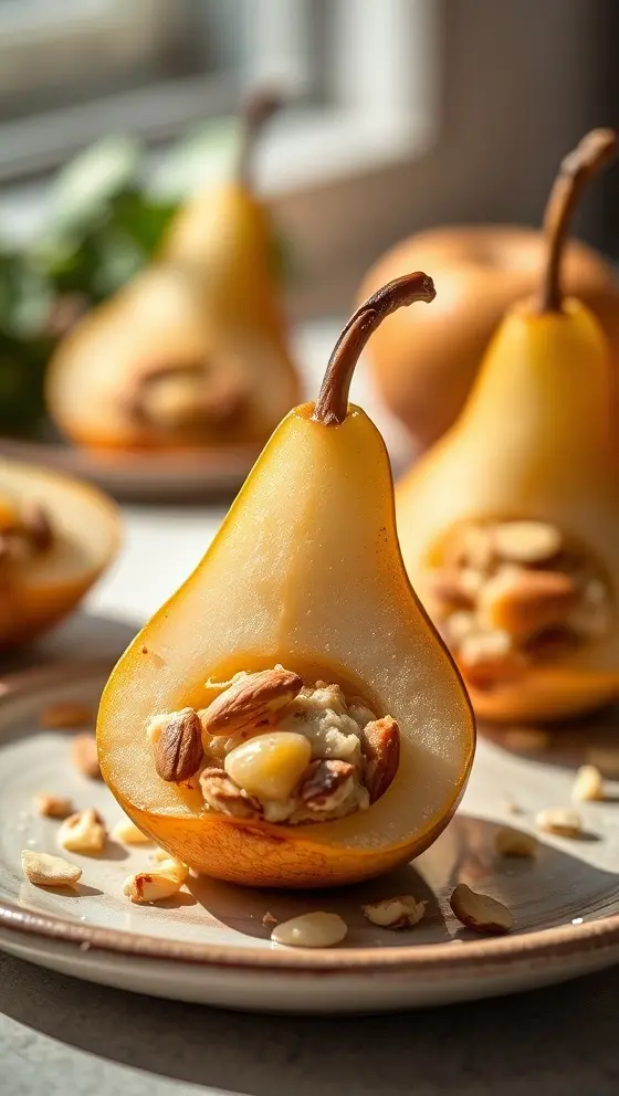Stuffed Pears with Almond Ginger Filling Easy Dessert